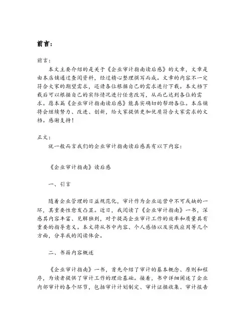 企业审计指南读后感