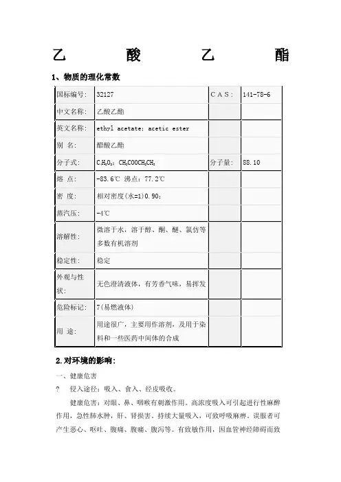 乙酸乙酯MSDS
