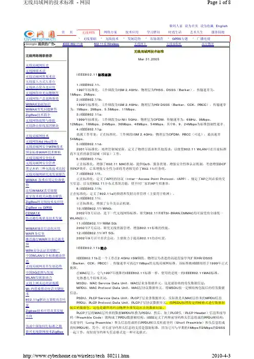 IEEE802.11标准家族