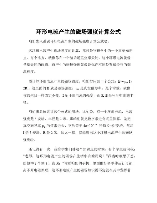 环形电流产生的磁场强度计算公式