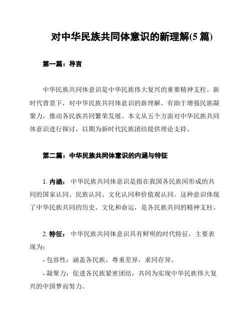对中华民族共同体意识的新理解(5篇)