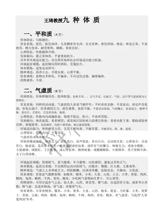 九种体质