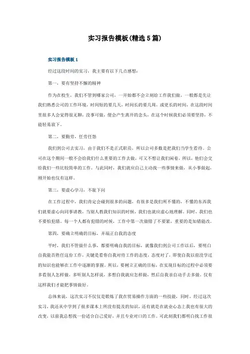 实习报告模板(5篇)