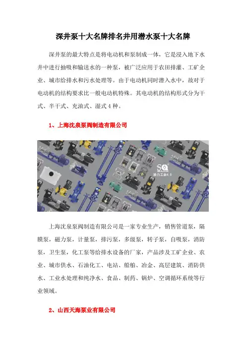 深井泵十大名牌排名井用潜水泵十大名牌