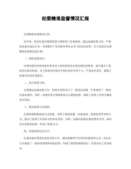 纪委精准监督情况汇报