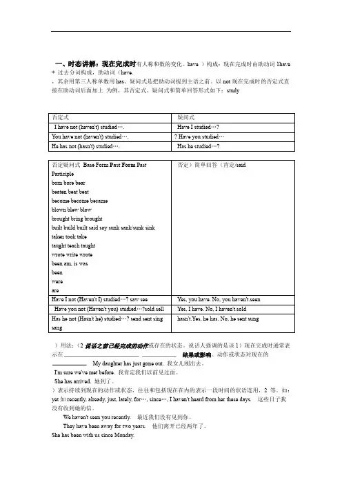 完整word版现在完成时练习题及答案