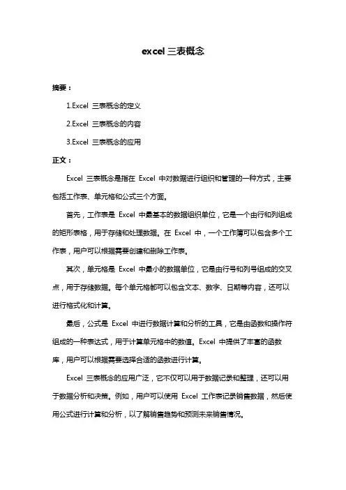 excel三表概念