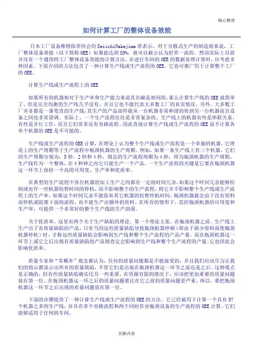 设备利用率OEE计算