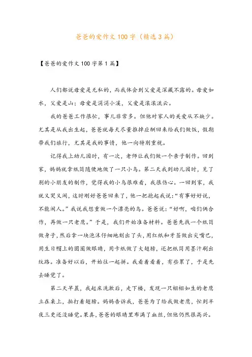 爸爸的爱作文100字(精选3篇)