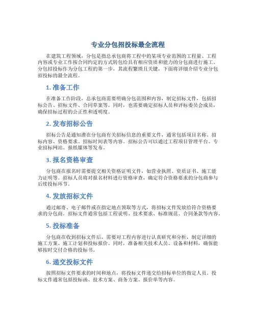 专业分包招投标最全流程