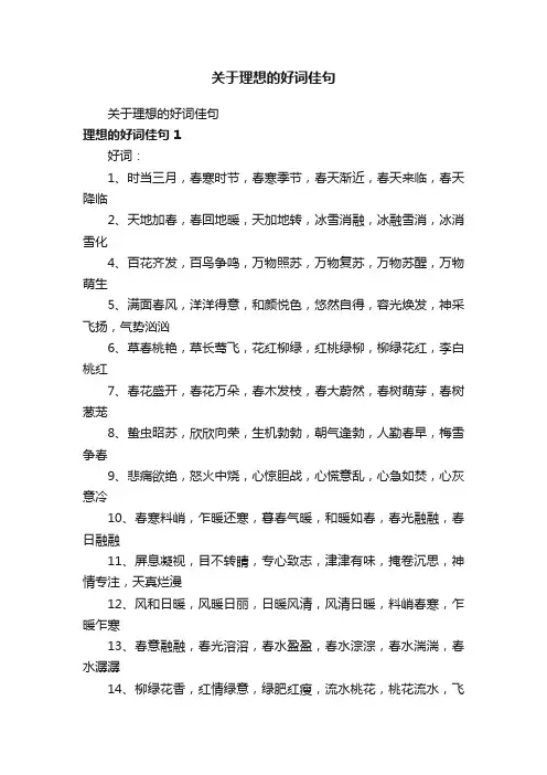 关于理想的好词佳句