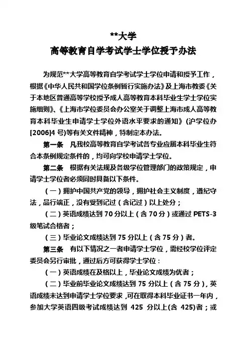 上海工程技术大学高等教育自学考试学士学位授予办法【模板】
