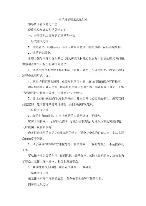 最新-领导班子征求意见汇总 精品