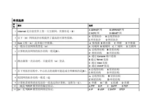 《计算机网络技术》题库—单项选择题
