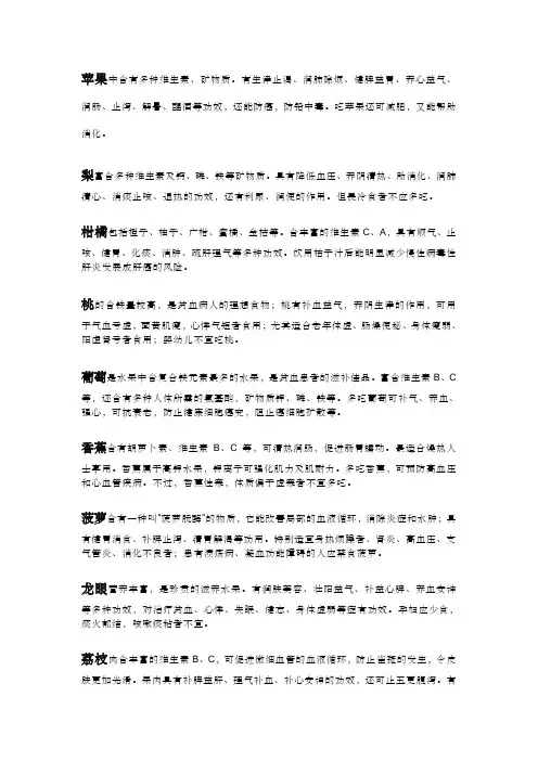 各种水果营养介绍