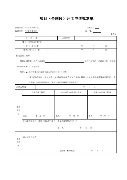 项目开工申请批复