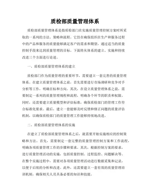 质检部质量管理体系