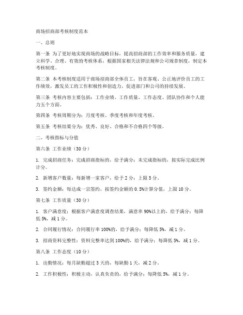 商场招商部考核制度范本