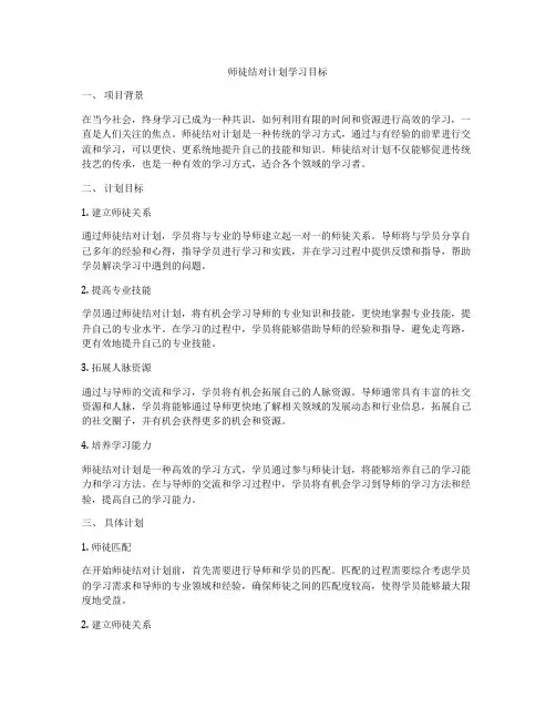 师徒结对计划学习目标