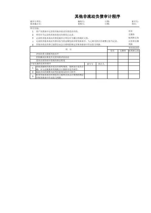 负债类审计程序表