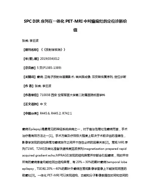 SPC DIR序列在一体化PET-MRI中对癫痫灶的定位诊断价值