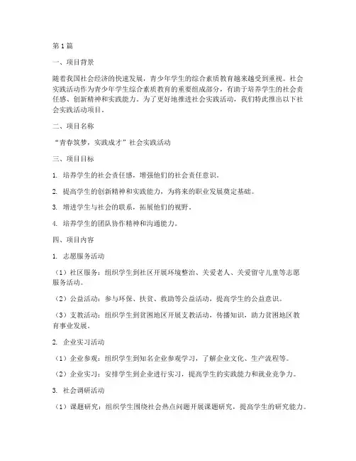 社会实践活动项目简介(3篇)