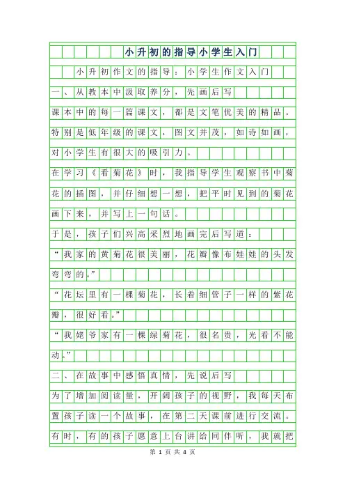 2019年小升初作文的指导-小学生作文入门