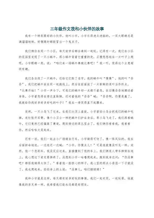 三年级作文我和小伙伴的故事