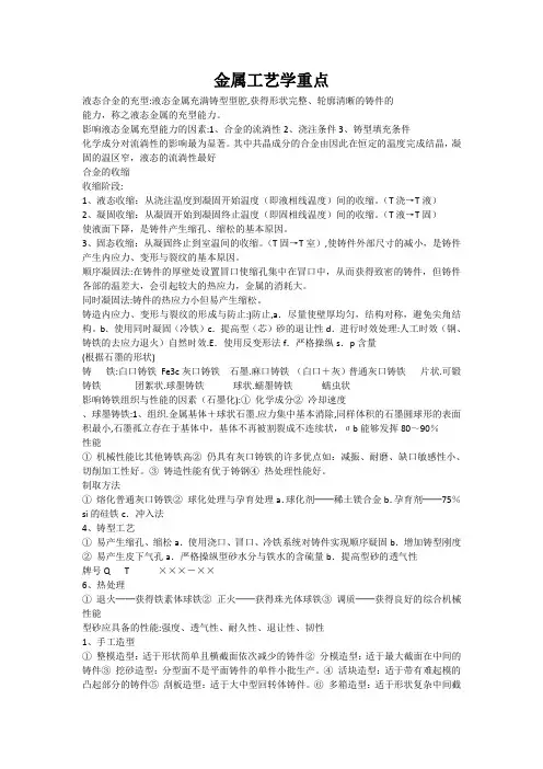 金属工艺学重点