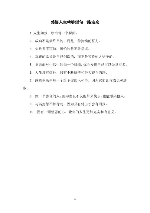 感悟人生精辟短句一路走来