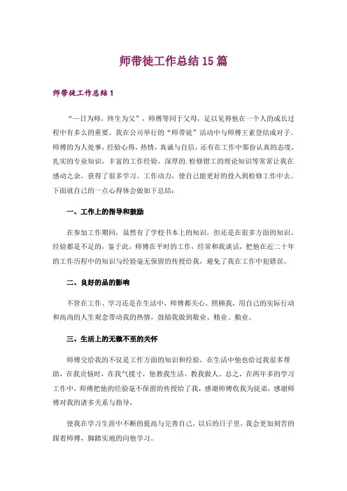 师带徒工作总结15篇