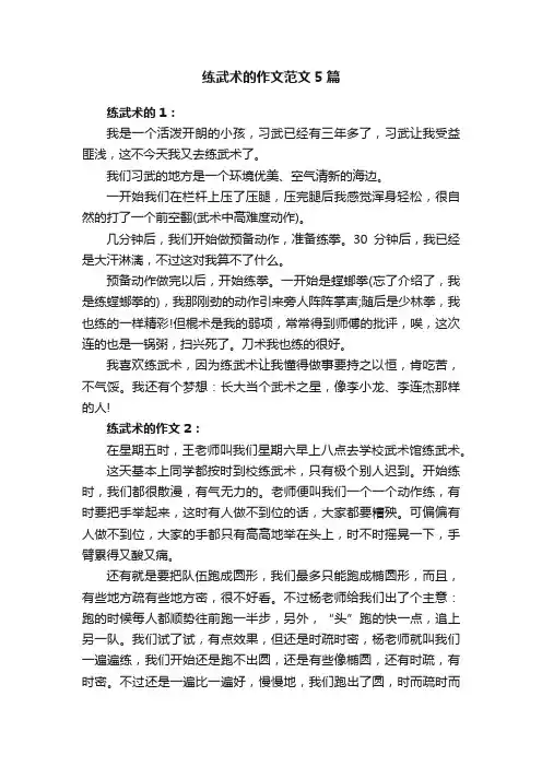 练武术的作文范文5篇