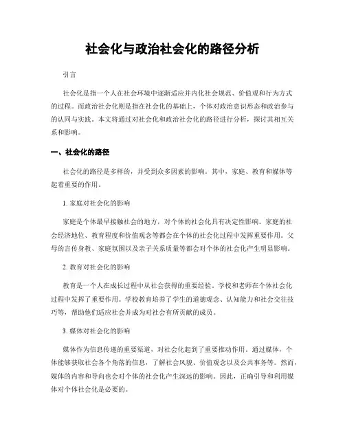 社会化与政治社会化的路径分析
