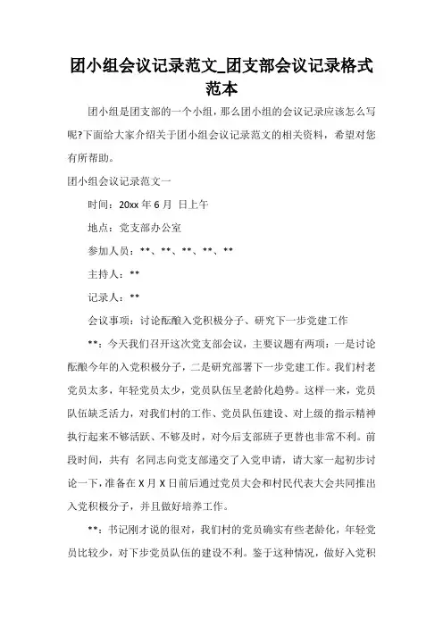  团小组会议记录范文_团支部会议记录格式范本