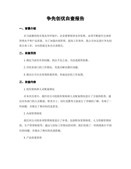 争先创优自查报告