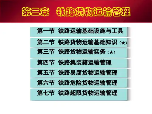 第二章铁路货物运输(1-2节)铁路货物运输基础知识