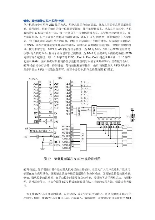 键盘、显示器接口芯片8279使用