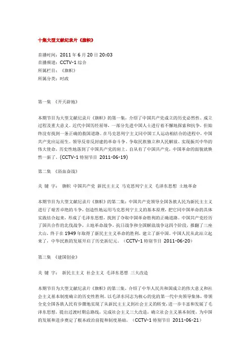 十集大型文献纪录片《旗帜》简介