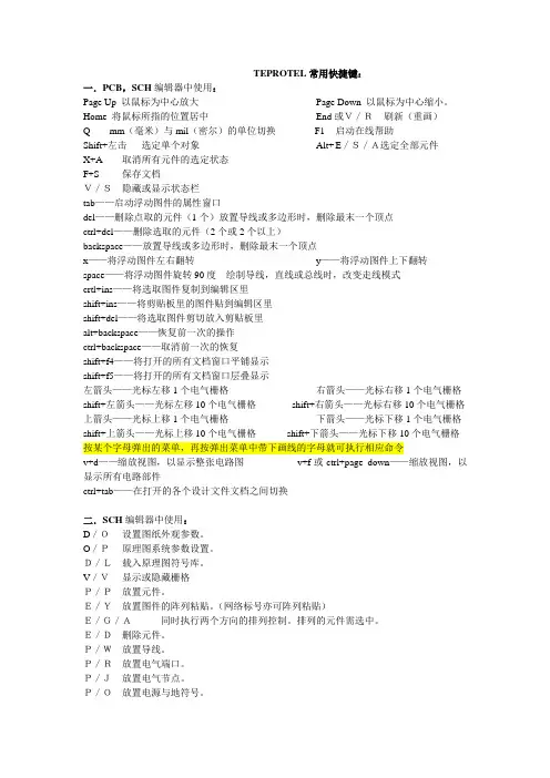 PROTEL最全常用快捷键