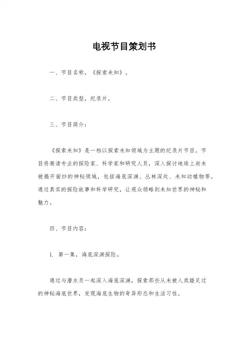 电视节目策划书