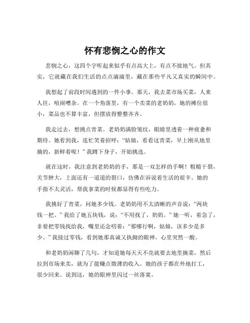怀有悲悯之心的作文