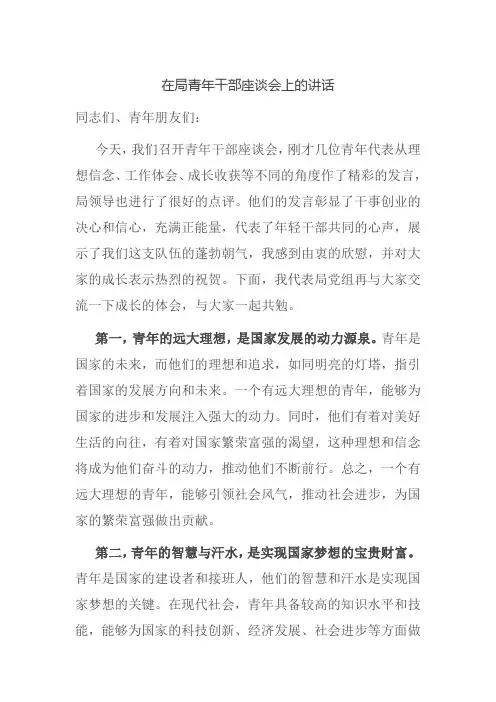 在青年干部座谈会上的讲话