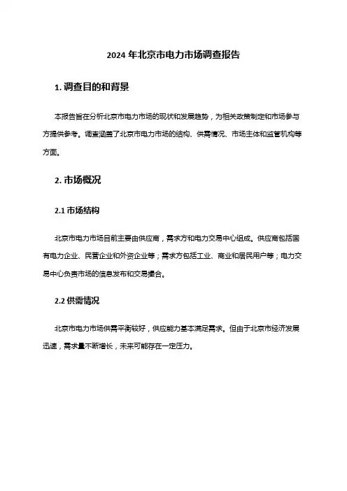 2024年北京市电力市场调查报告