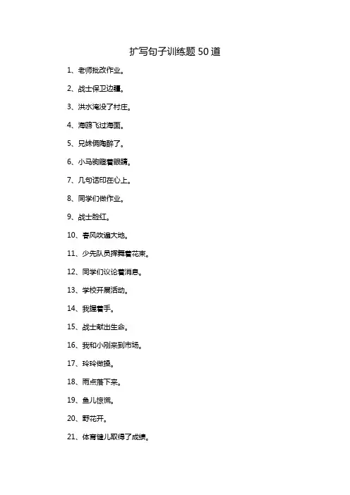 扩写句子训练题50道