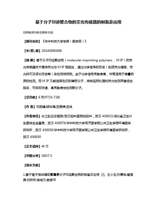 基于分子印迹聚合物的荧光传感器的制备及应用