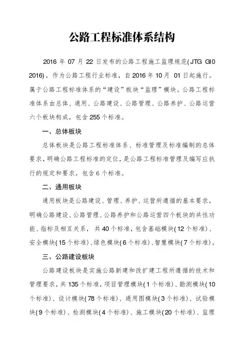 公路工程施工监理规范(JTG G10 2016)原文+标准体系结构