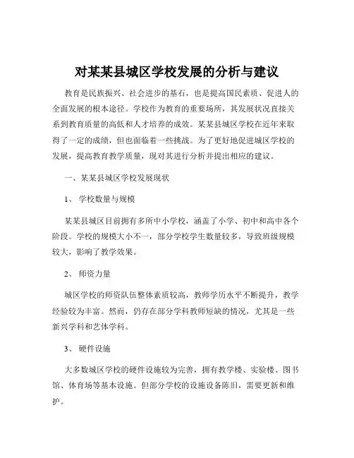 对某某县城区学校发展的分析与建议