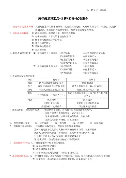 -----推荐-----流行病学重点总结(word文档良心出品)