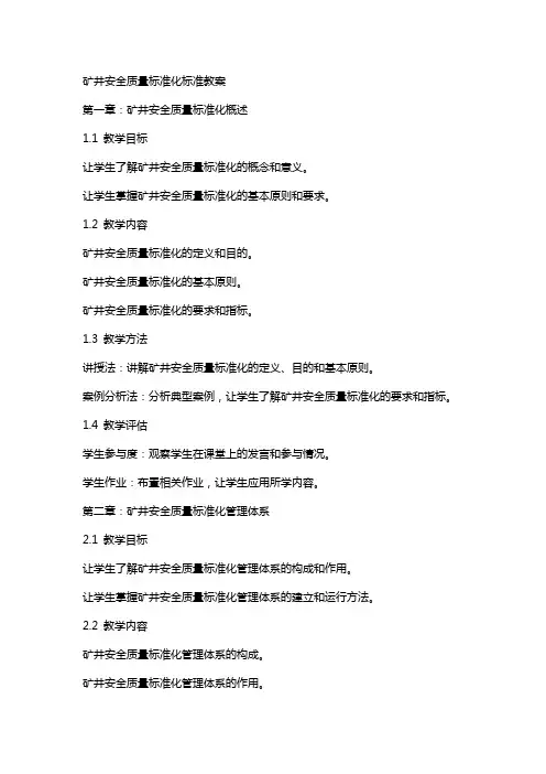 矿井安全质量标准化标准教案