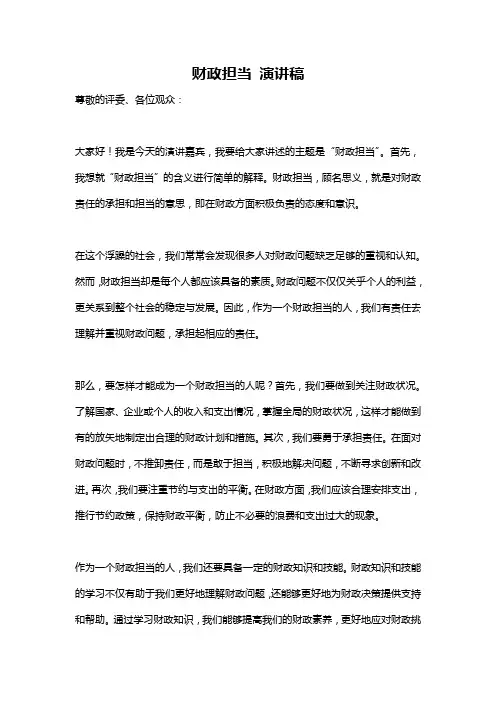 财政担当 演讲稿